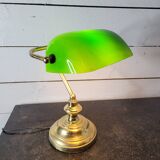 Lampe de bureau vintage en laiton abat-jour en verre
