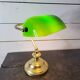 Vintage brass desk lamp with glass shade