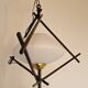 Opaline and metal triangular pendant light from Maison Lunel, 1950