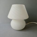 Mushroom lamp in white opaline, Murano, 80s