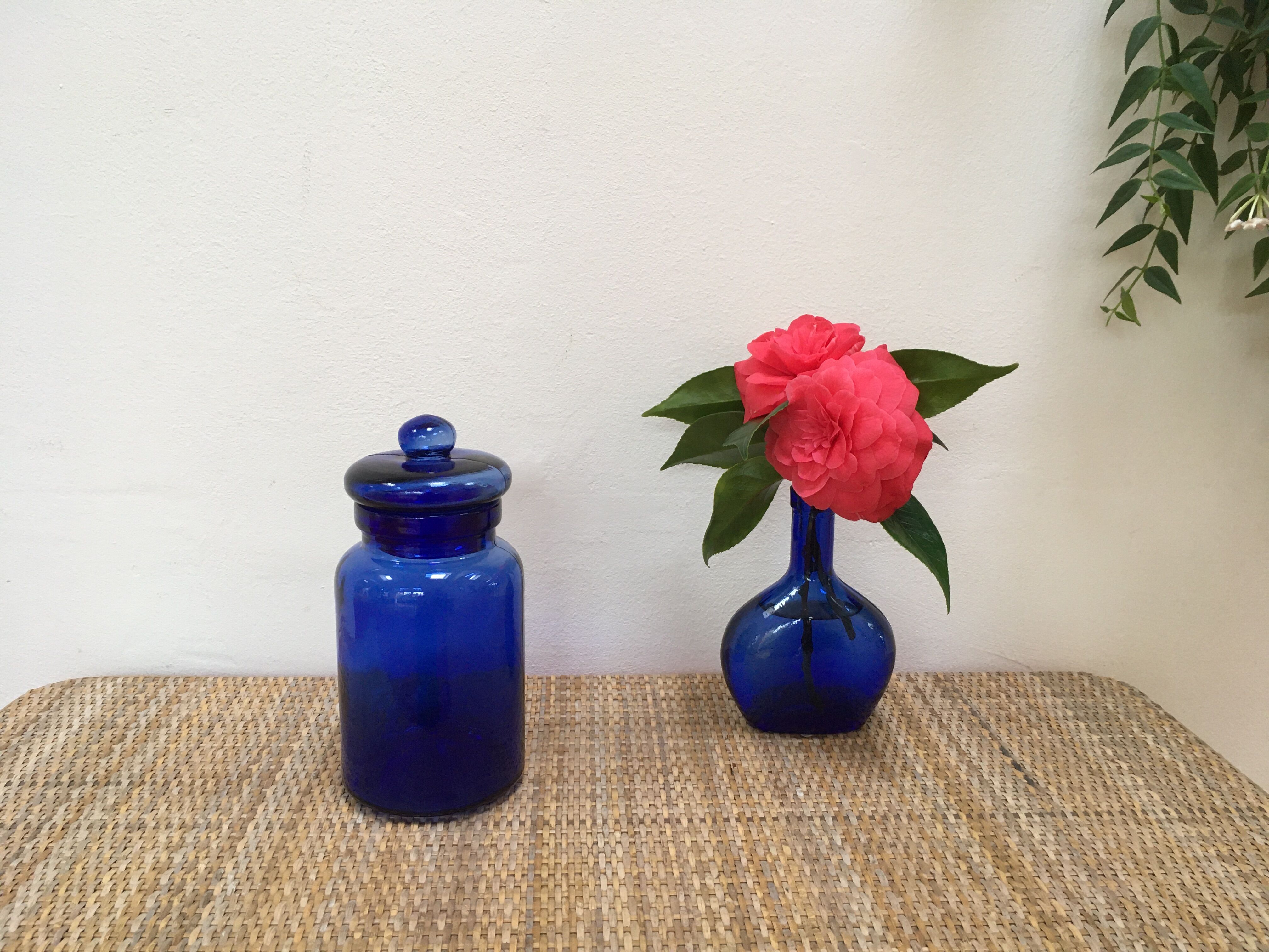 Vintage cobalt blue glass pot