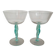 Pair of Vintage Postmodern Crystal Champagne Coupes with Organic Aqua Stems