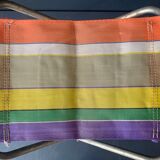 Vintage folding beach stool, stripe, nylon, 1960