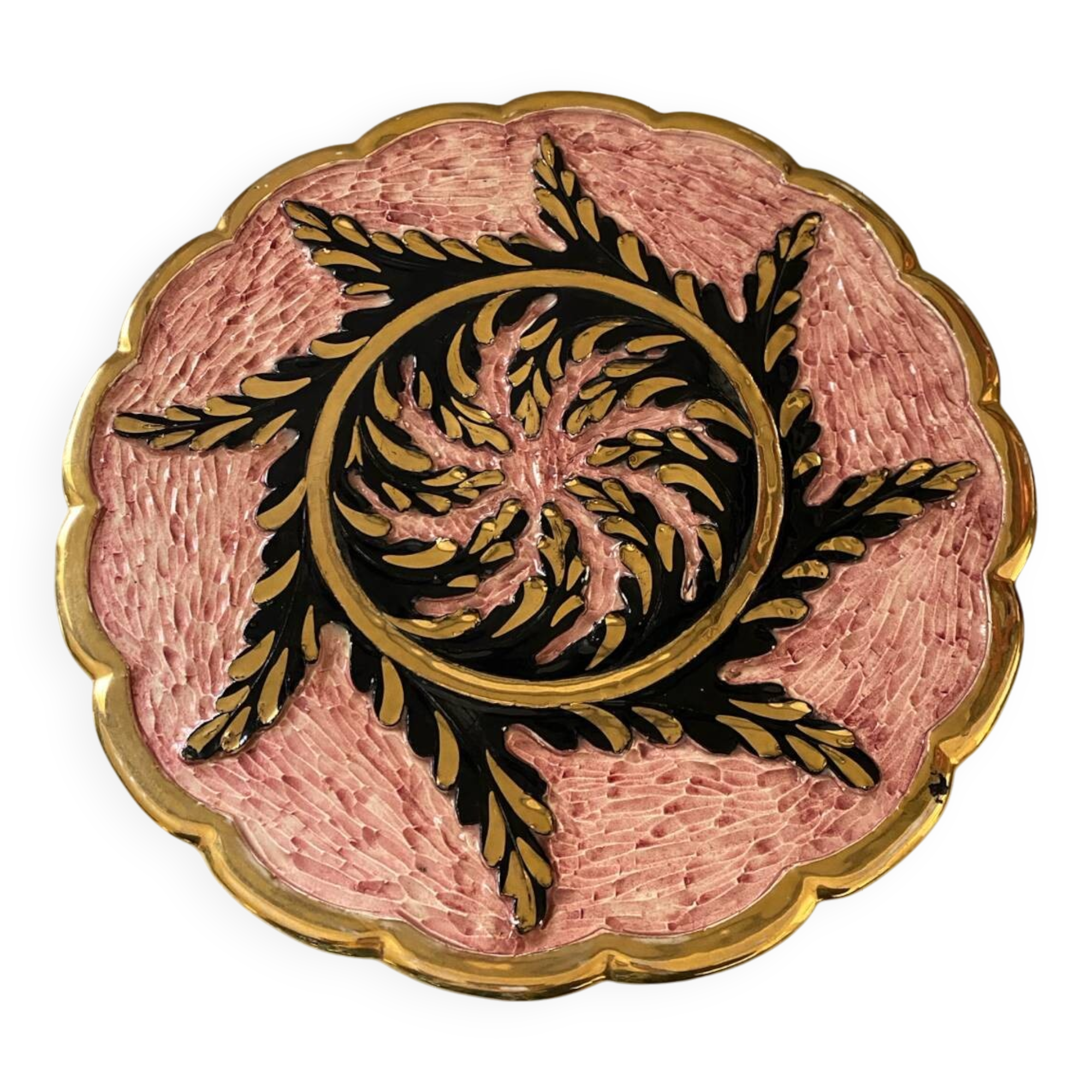 Large dish decorated with hand-signed rose gold