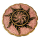Plat rose et doré décoré à la main, signé