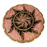 Plat rose et doré décoré à la main, signé