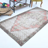 4x9 handmade distressed wool vintage rug 267x129cm