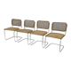 Lot de 4 chaises Cesca modèle b32 en chrome fabriqué en italie par Marcel Breuer