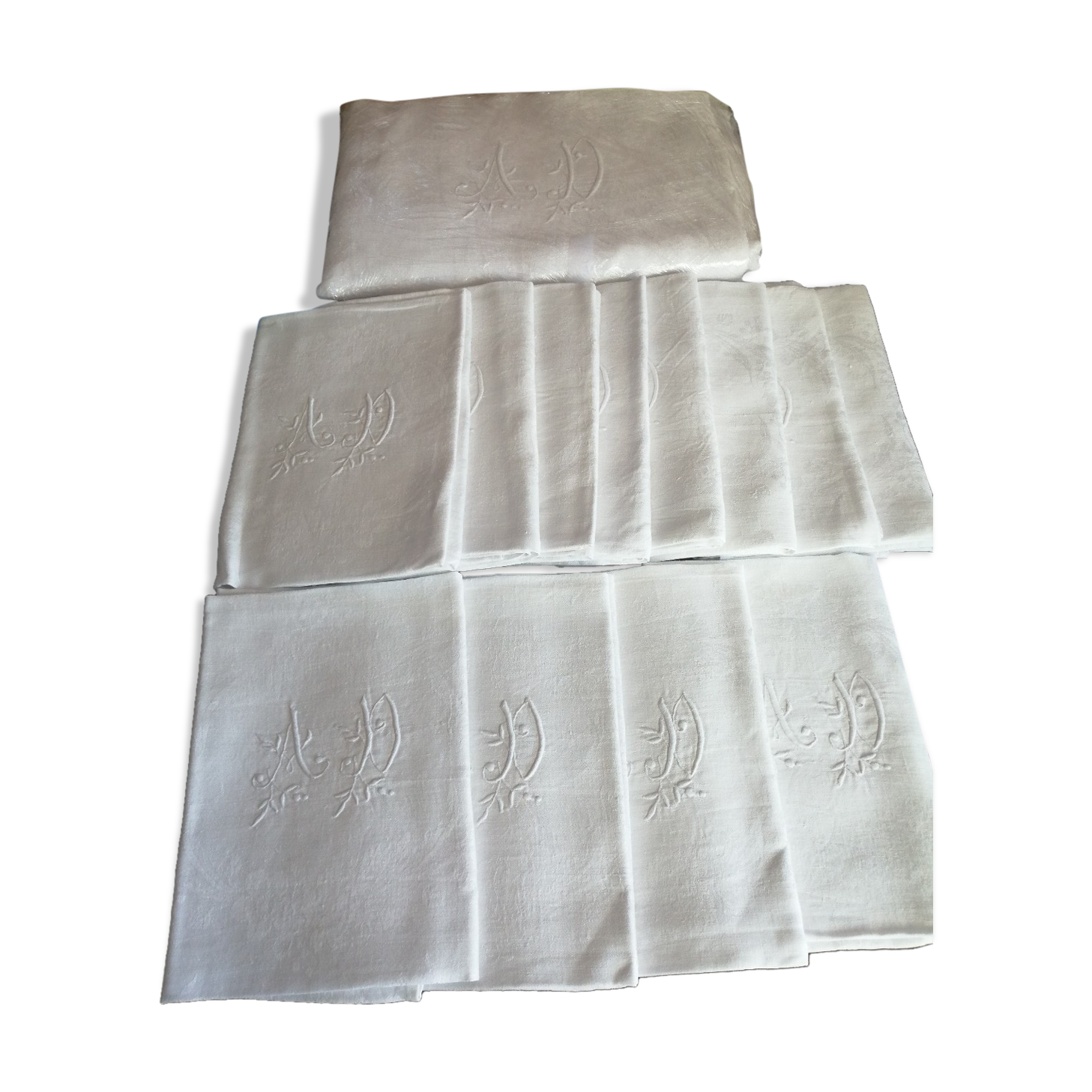 Nappes en damassé et ses 12 serviettes