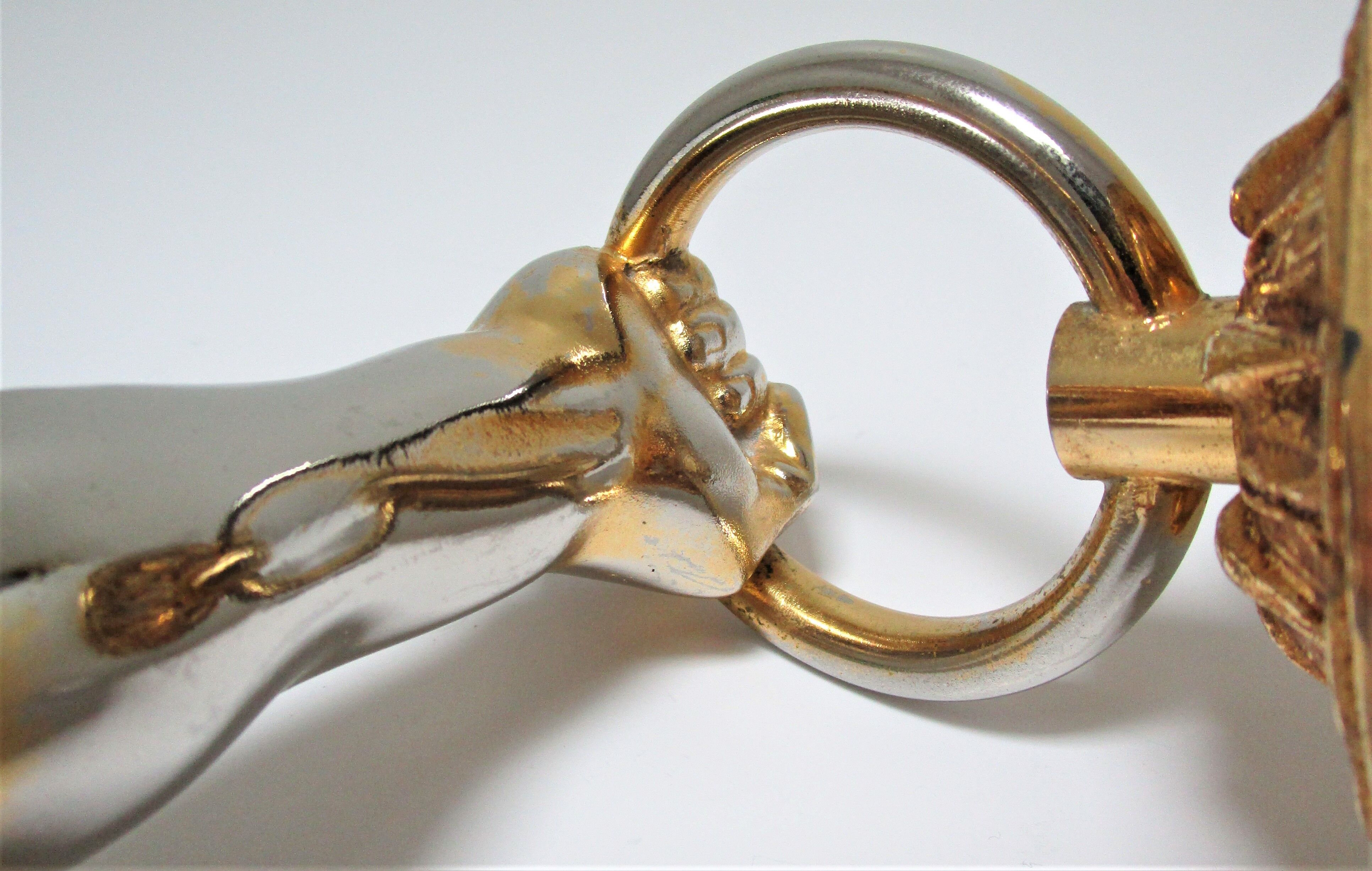 Hand sconce golden metal patinated opaline vintage