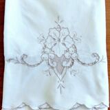 Old rectangular tablecloth hand embroidered
