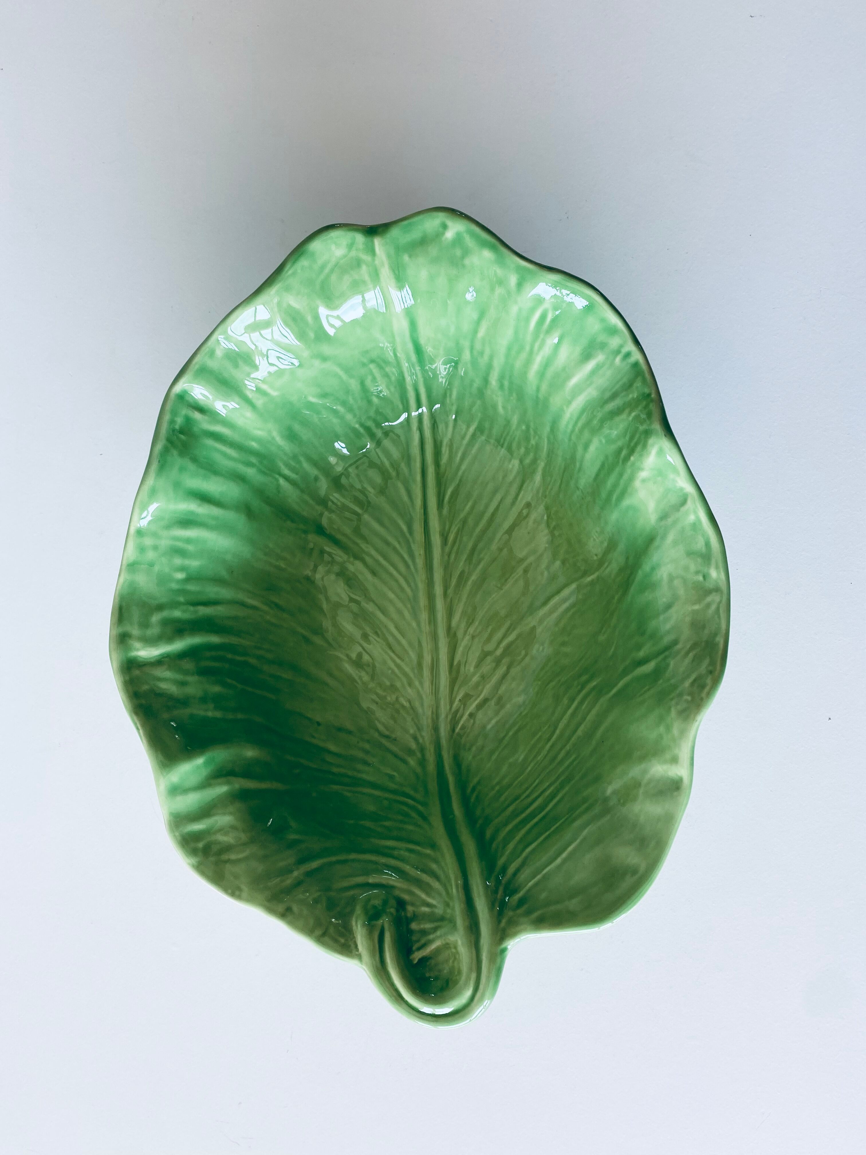 Saladier barbotine feuille