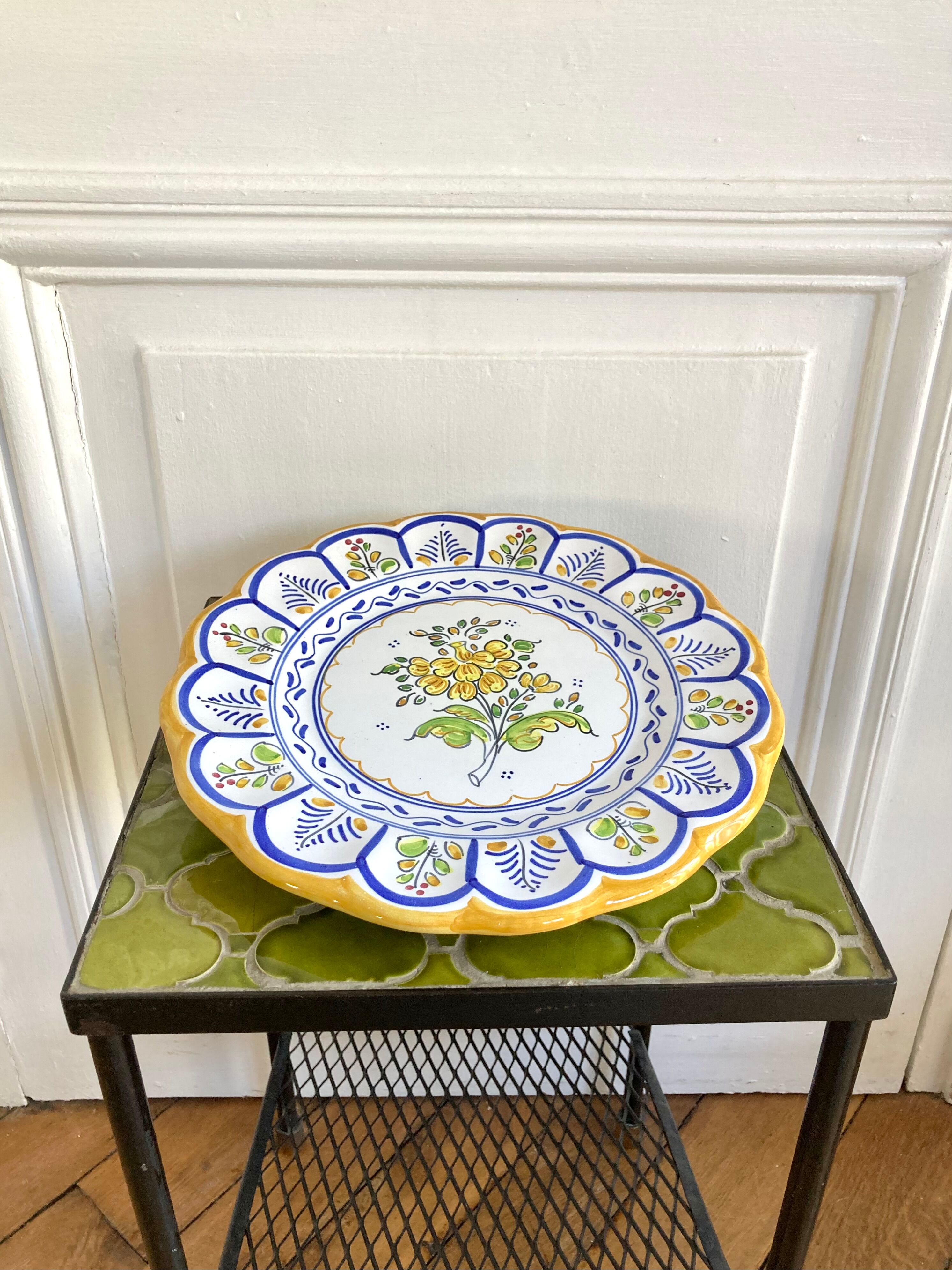 Hand-painted ceramic cake plate