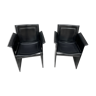 Pair of armchairs in black leather