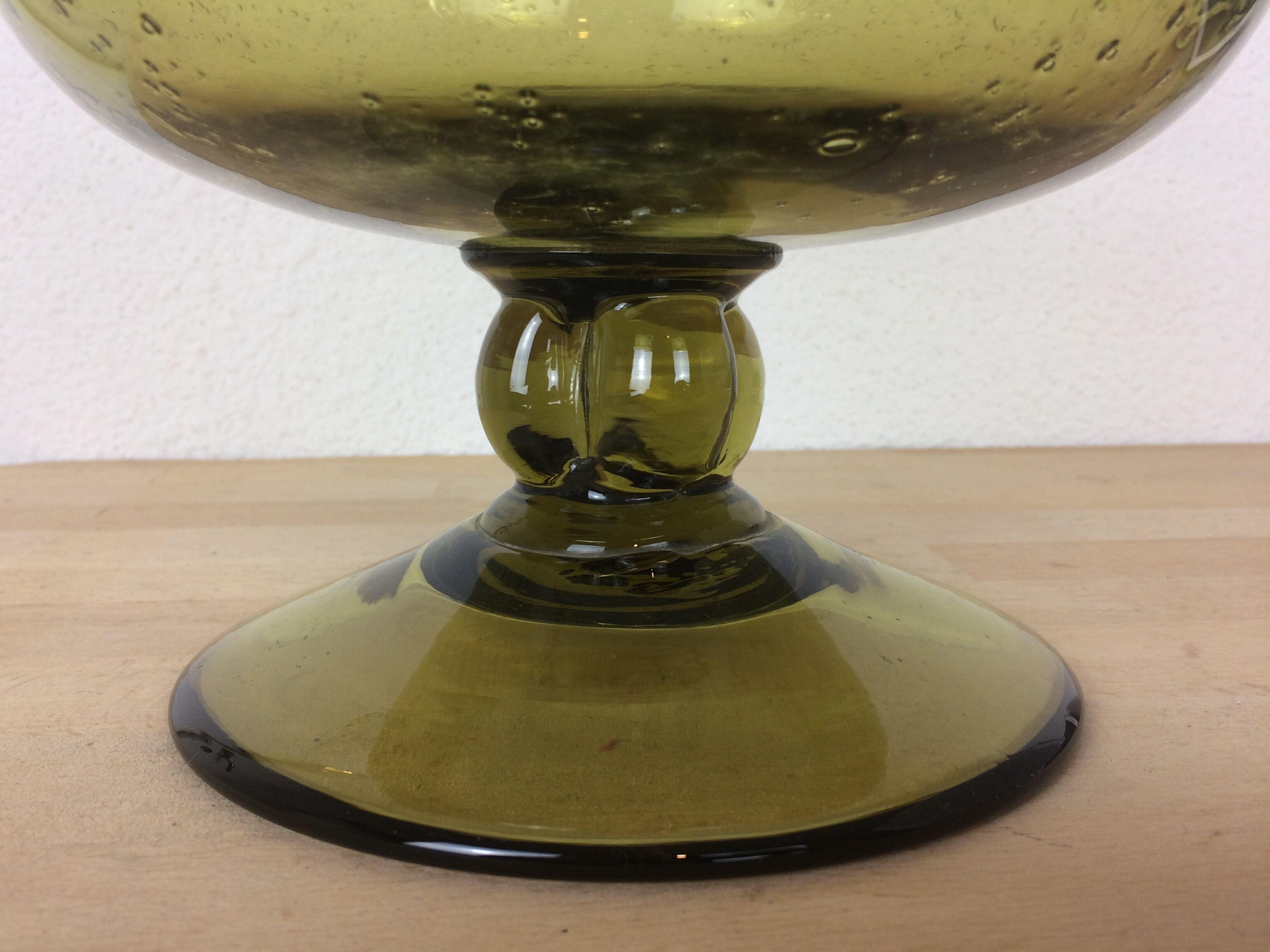 Biot bubbled glass cup, fruit basket