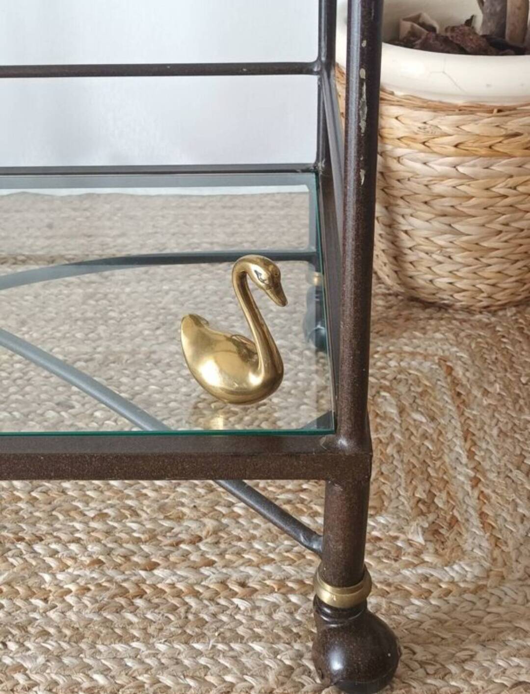 Vintage metal and glass serving cart