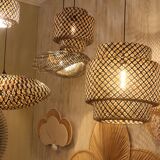 Bamboo Lighting 40 cm Black and  Natural, Bamboo Chandelier, Bamboo Lamp