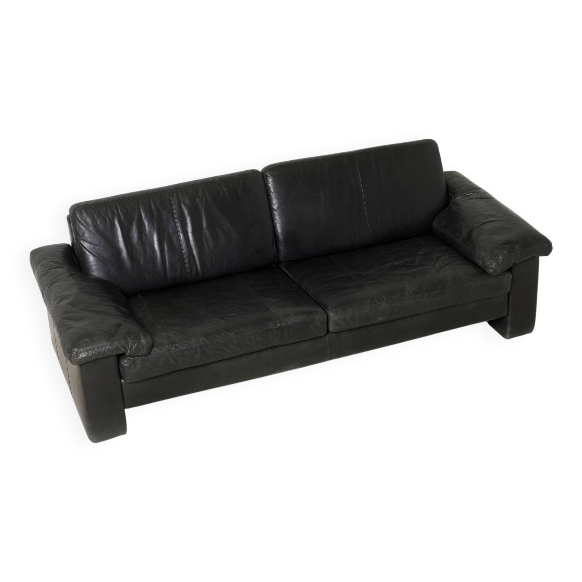 Cor Conseta black leather 3 seater sofa, Germany, 1970s