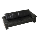 Cor Conseta black leather 3 seater sofa, Germany, 1970s