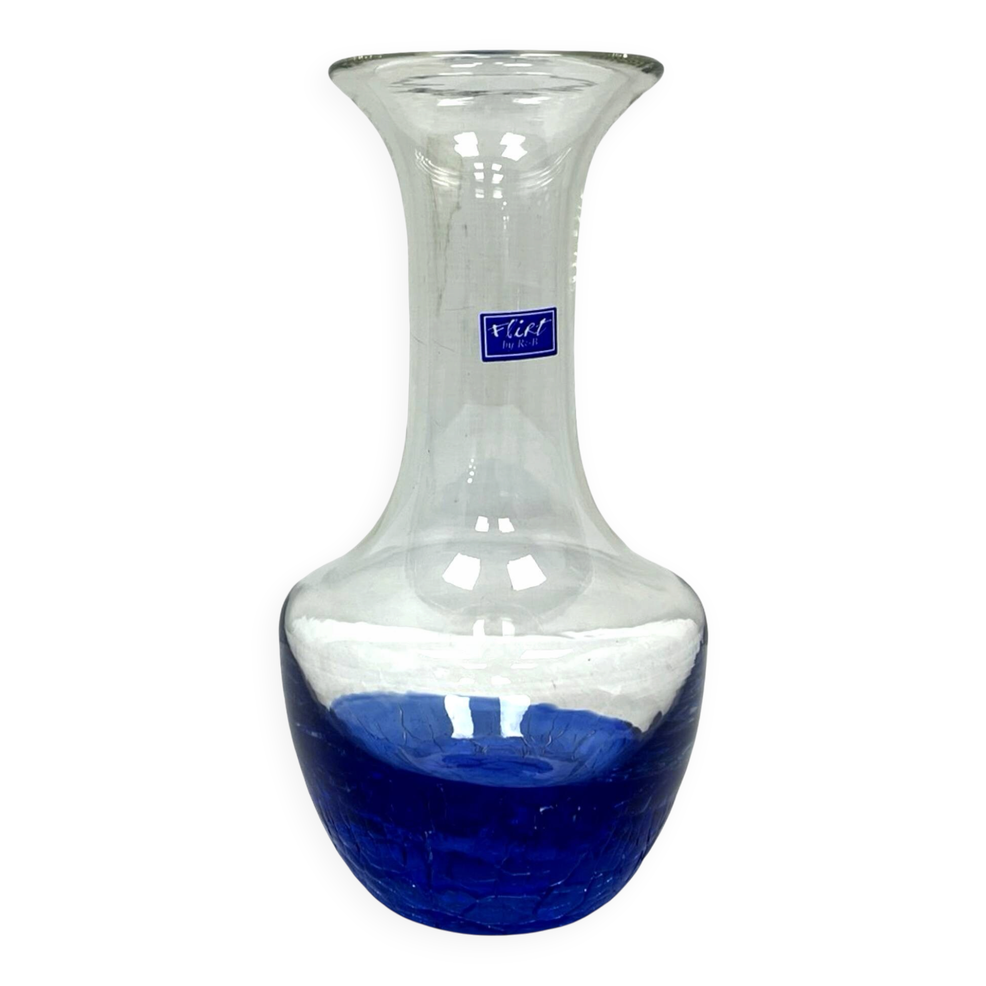"Flirt" Glass Vase by R&B Ritzenhoff Breker – Cobalt Crackle Glass – 1990s