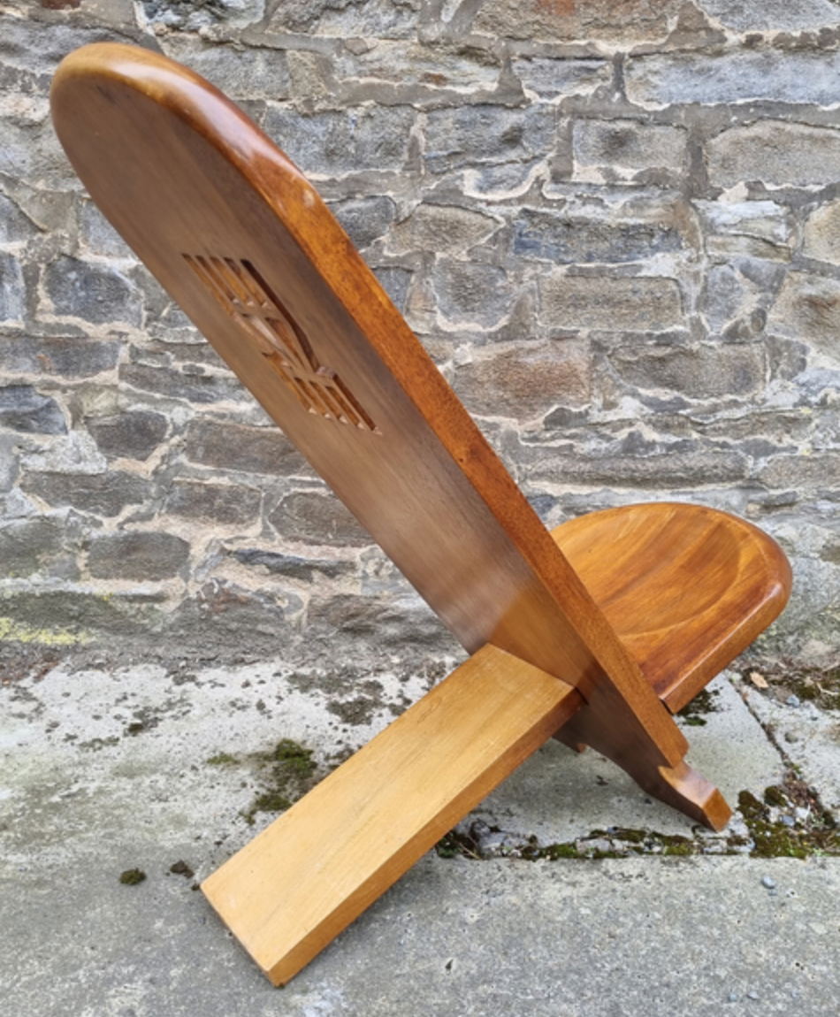 Folding African palaver chair, solid wood