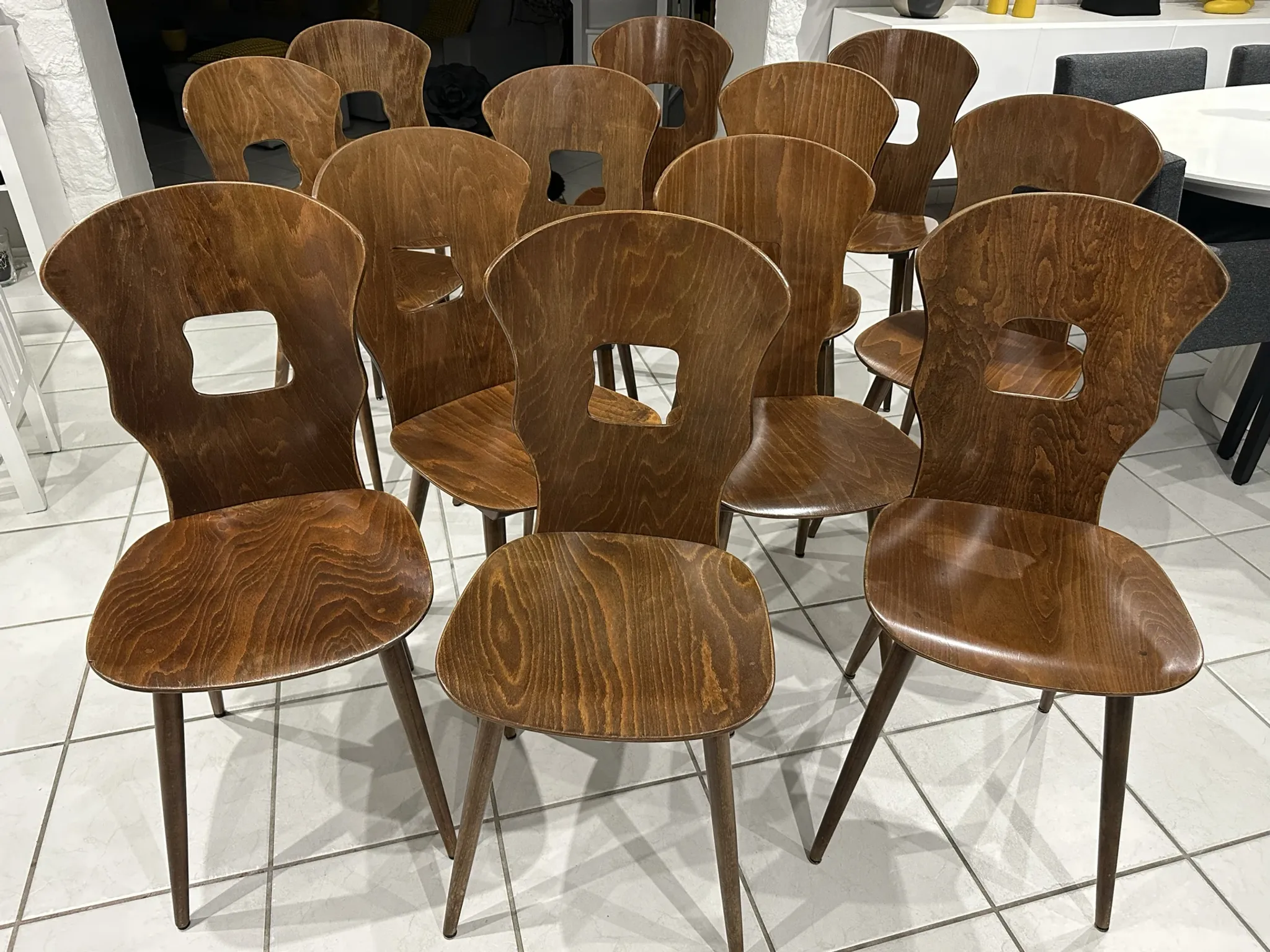 Set of 12 Baumann bistro chairs model Gentiane vintage 1970