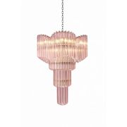 "Décò-Inspired Italian Murano Glass Sputnik Chandelier – Pink ‘Quadriedro S"