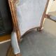 Pair of cabriolet armchairs in light grey and dark grey Louis XV style.