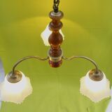 3-branched chandelier in opaque glass