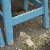 Three blue wooden stools