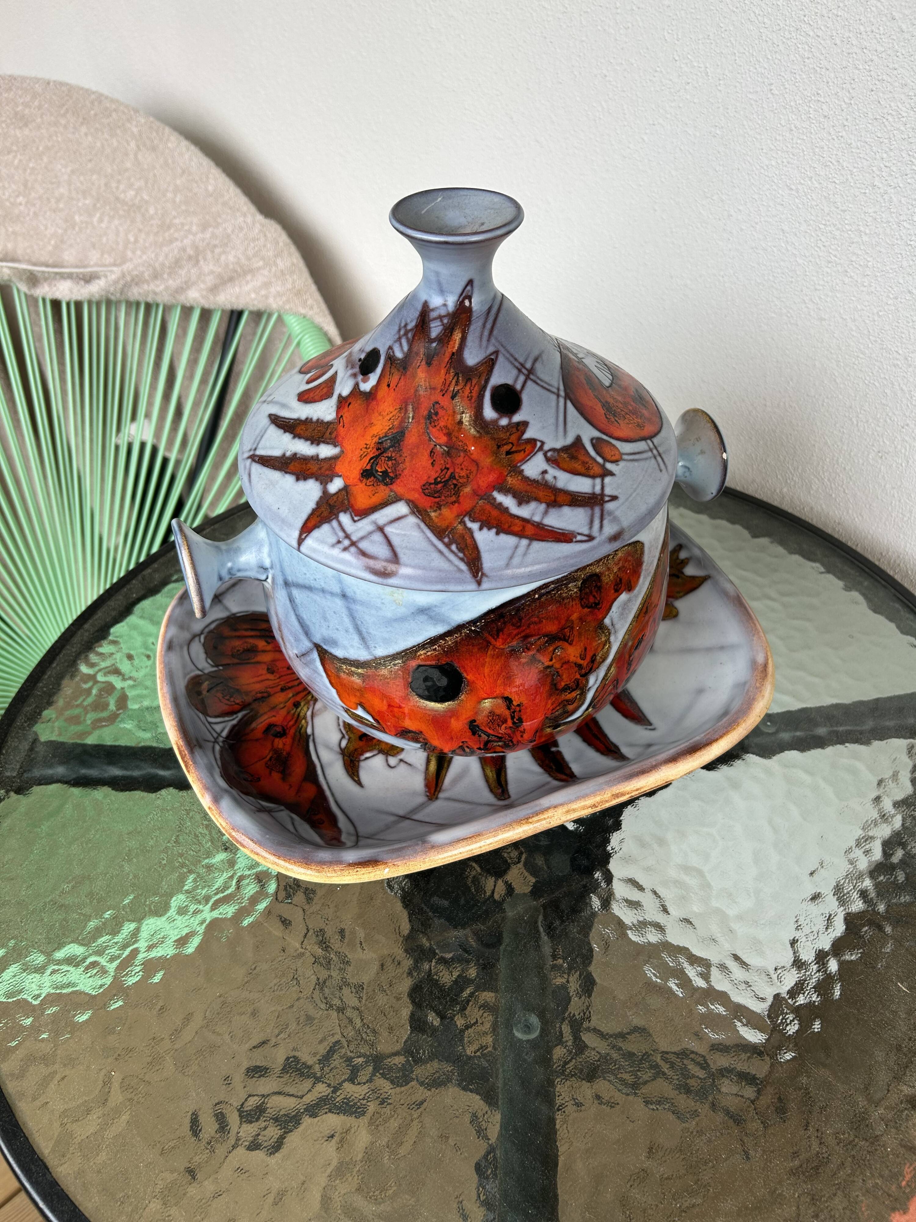 soup tureen and earthenware dish Monique Pansier Brunner