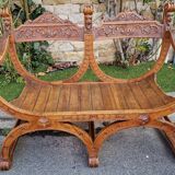 Fauteuil curule double en chêne