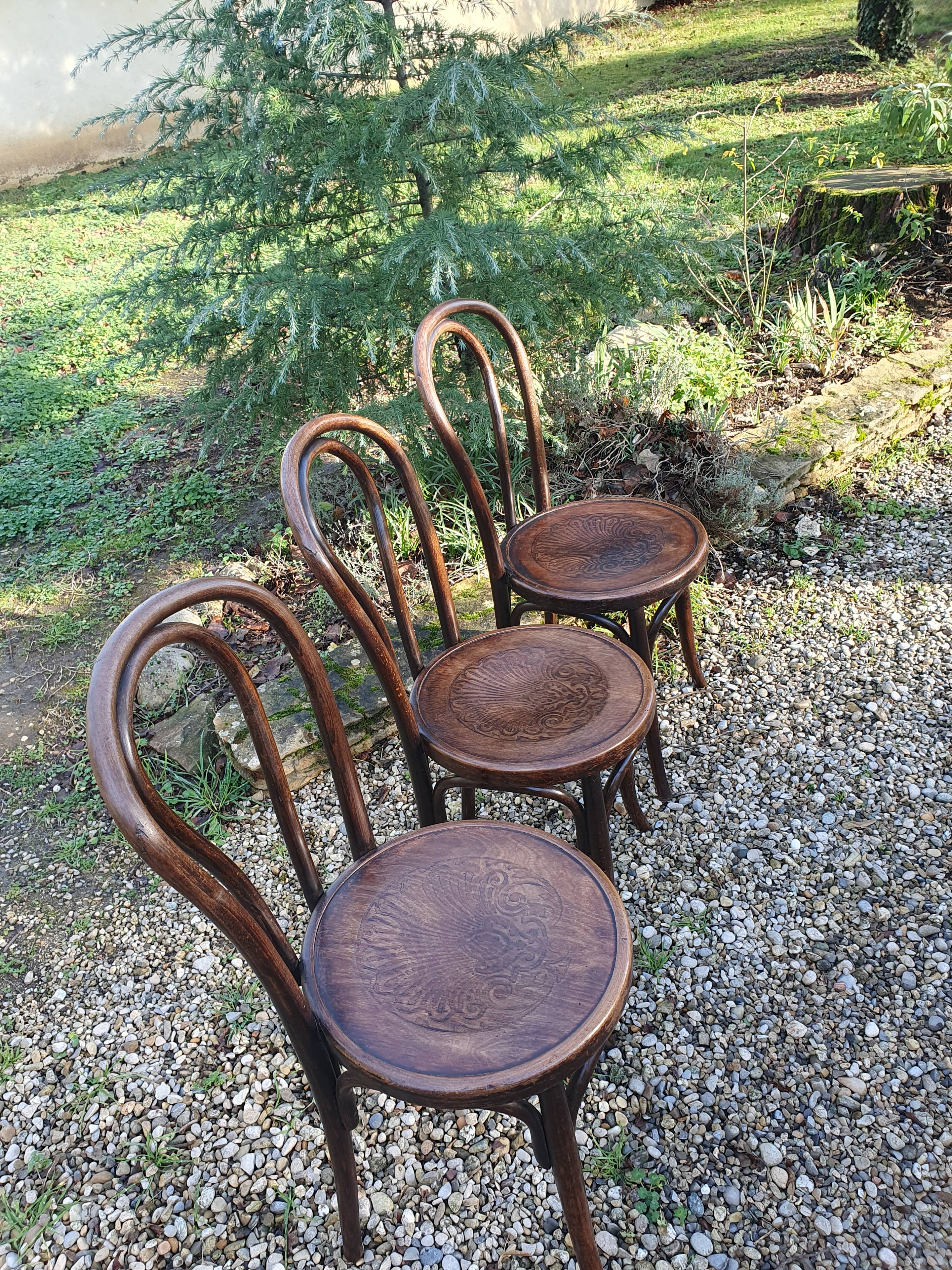 3 chaises de bistrot Fischel bois courbé