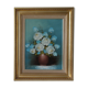 Tableau huile sur toile bouquet de fleurs ton bleu