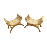 YUYU teak curule stools