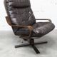 Scandinavian armchair 1970 curved laminated wood leather seat