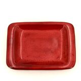 Rectangular ceramic catchall in red by Jean and Robert Cloutier.