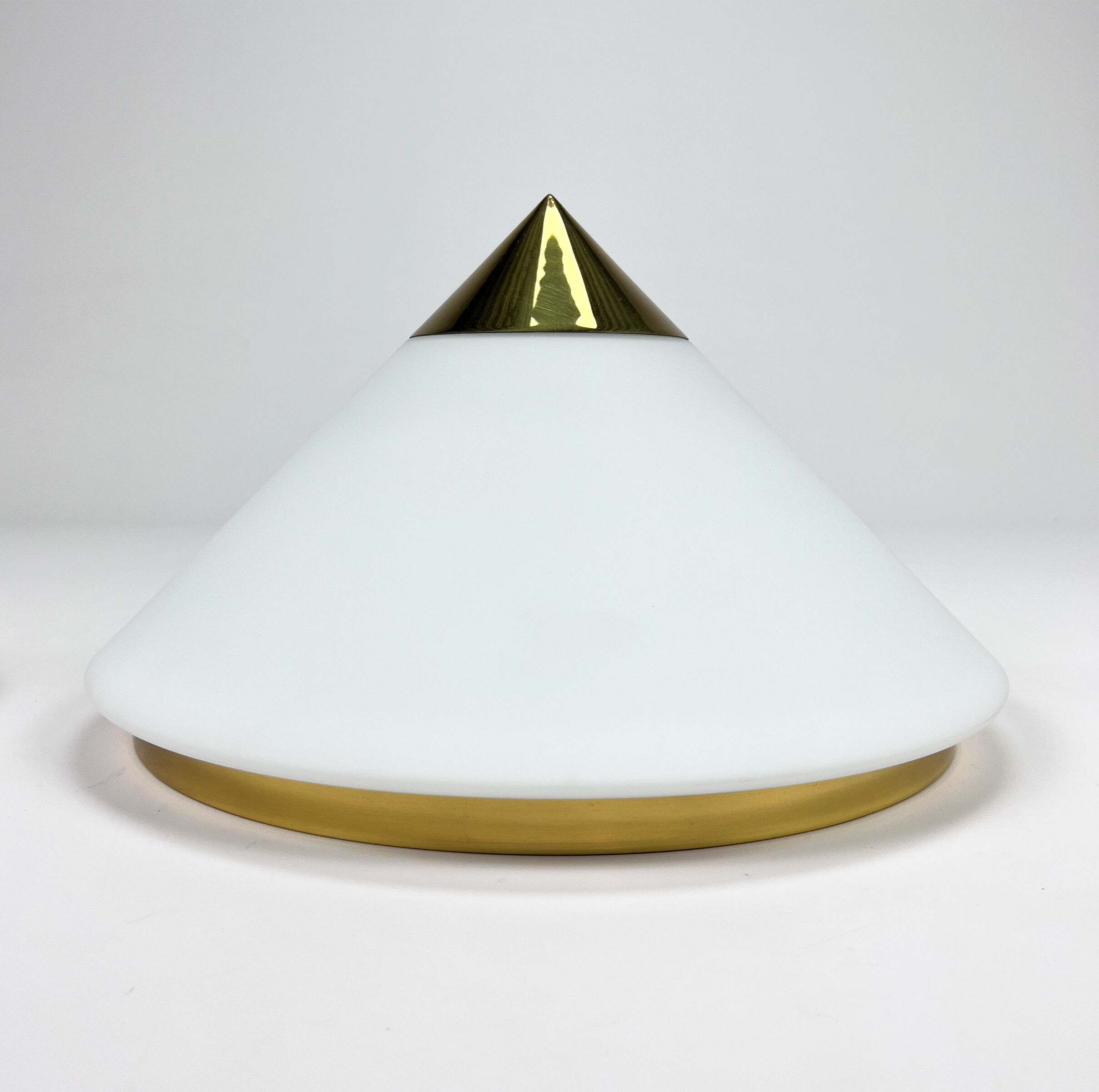 Hollywood Regency Brass and Opaline Glass Ceiling/Wall lamp by Glashutte Limburg, 1970s
