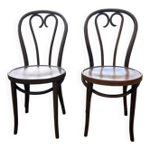 Pair of Thonet curved wooden bistro chairs