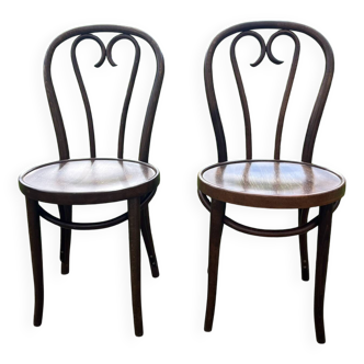 Paire de chaise bistrot en bois courbé Thonet
