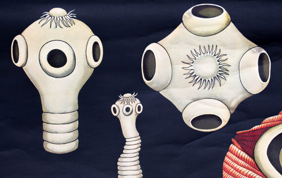 Wall poster of the school from Jung-Koch-Quentell "worms" 1972