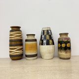 Set of 4 ceramic scheurich west Germany vases , 1970s