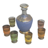 Liqueur set, Porto, consisting of a blue granite carafe and 6 glasses