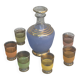 Liqueur set, Porto, consisting of a blue granite carafe and 6 glasses