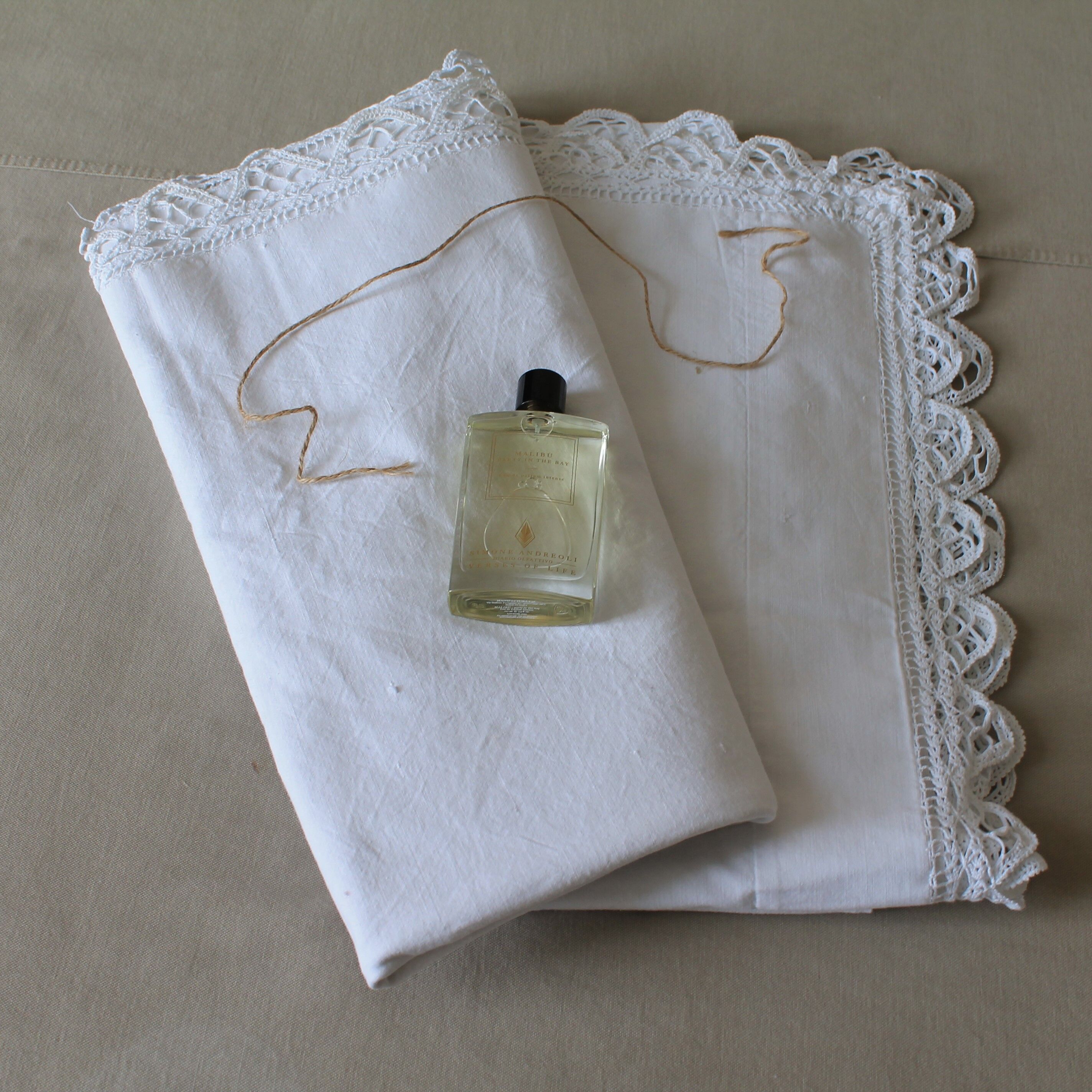 Old linen drapery embroidered, early 20th century