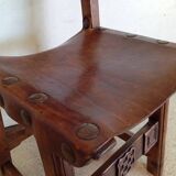 Set of 8 walnut and leather chairs from the 1950s