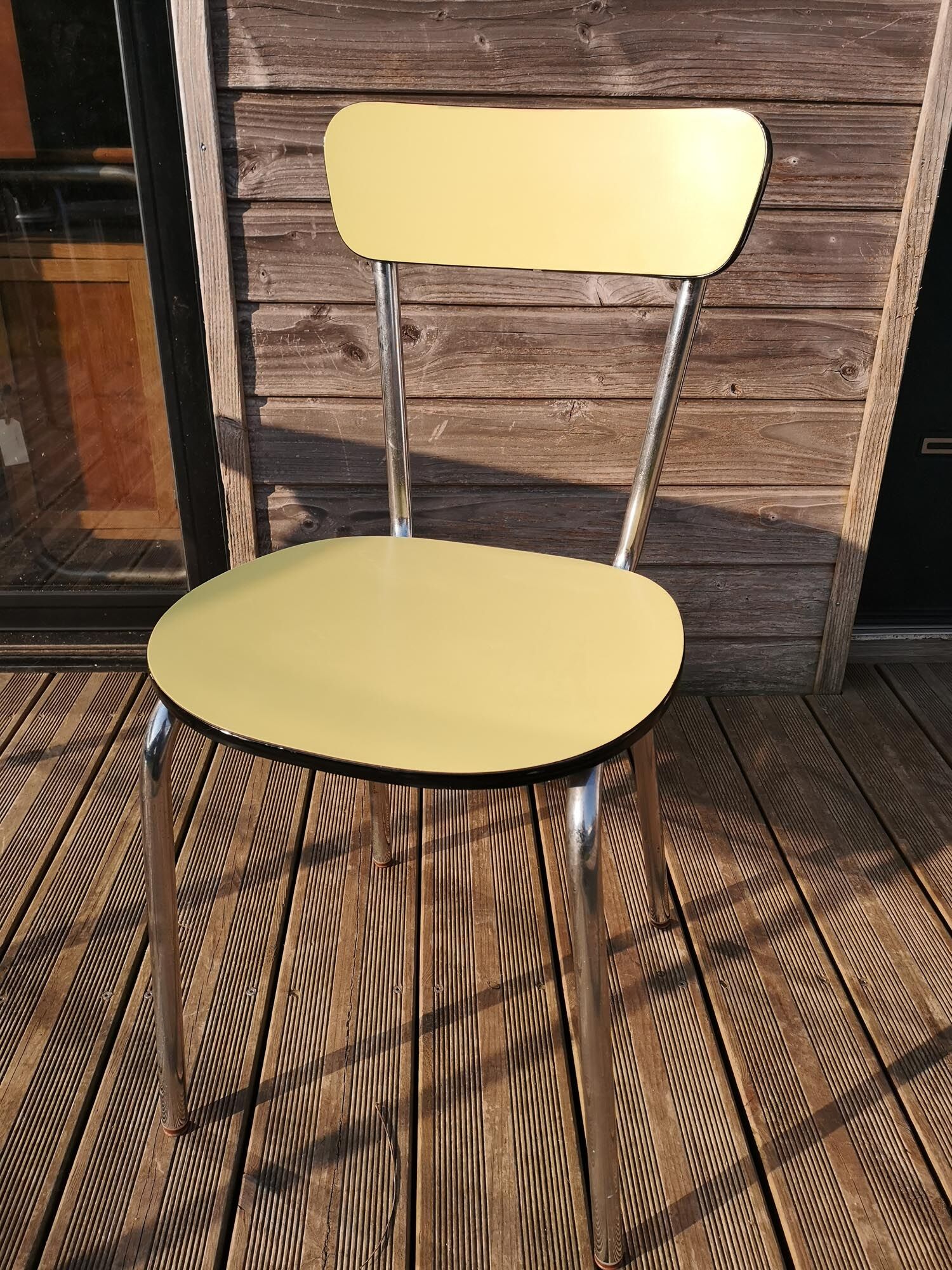 Lemon yellow formica table and chair