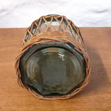 Glass and rattan vase