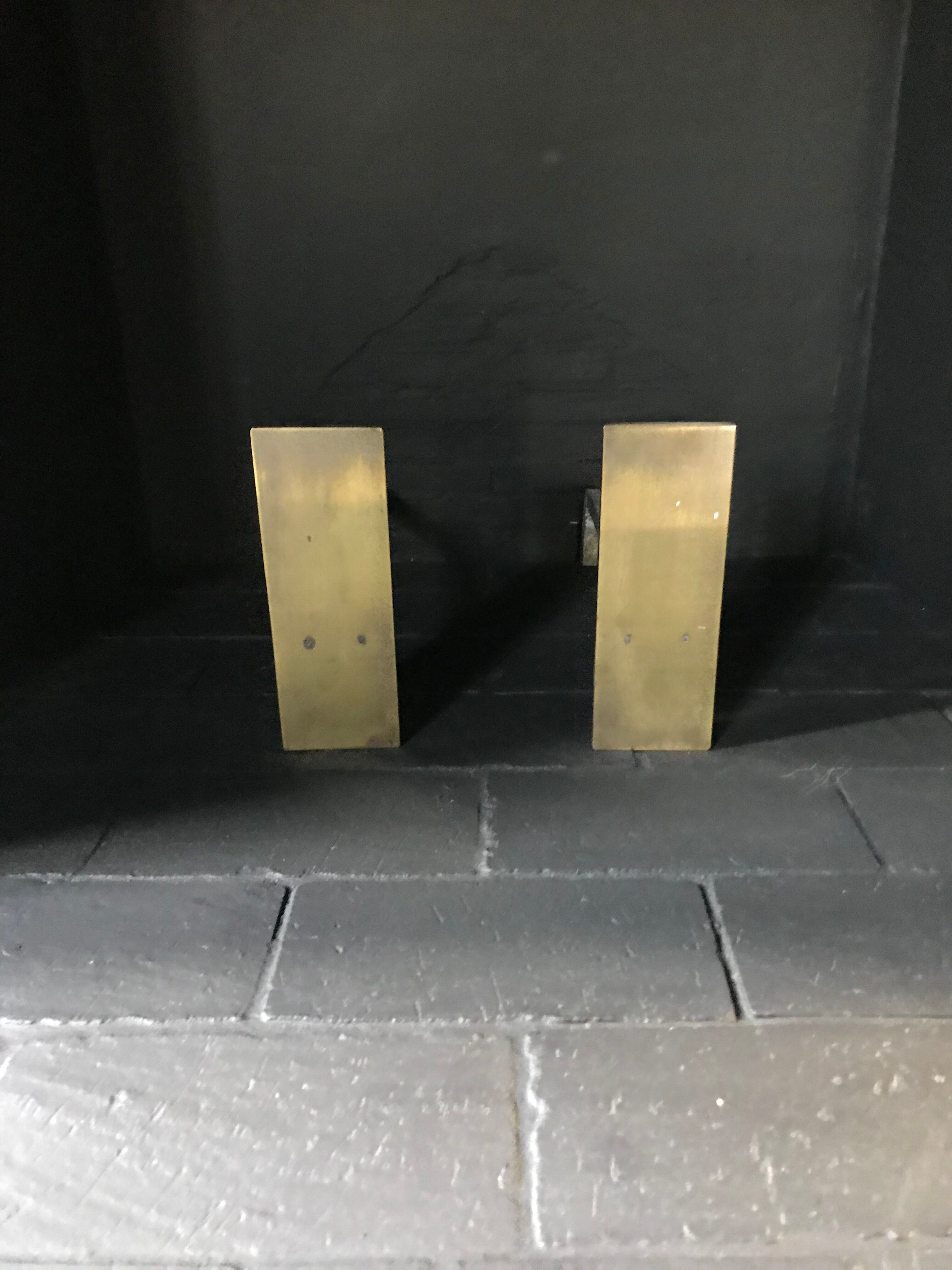 Pair of brass chenet