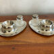 Set of egg cups, salt shaker and pepper shaker